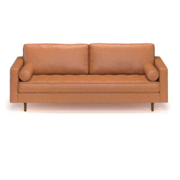 AllModern Geo 84" Vegan Leather Sofa & Reviews | Wayfair